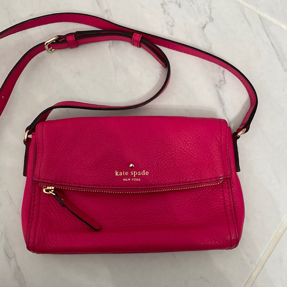 Kate Spade Mini Crossbody Bag Carson Cobble Hill Hot Pink Leather Purse